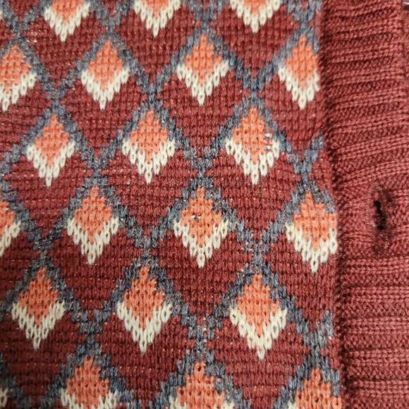 Vintage Jaeger London Vest Sweater Women XS 100% Wool Burgundy Pattern Buttons - Picture 6 of 10